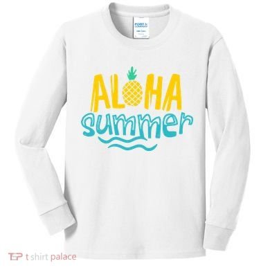 Aloha Summer Pineapple Tropical Kids Long Sleeve Shirt