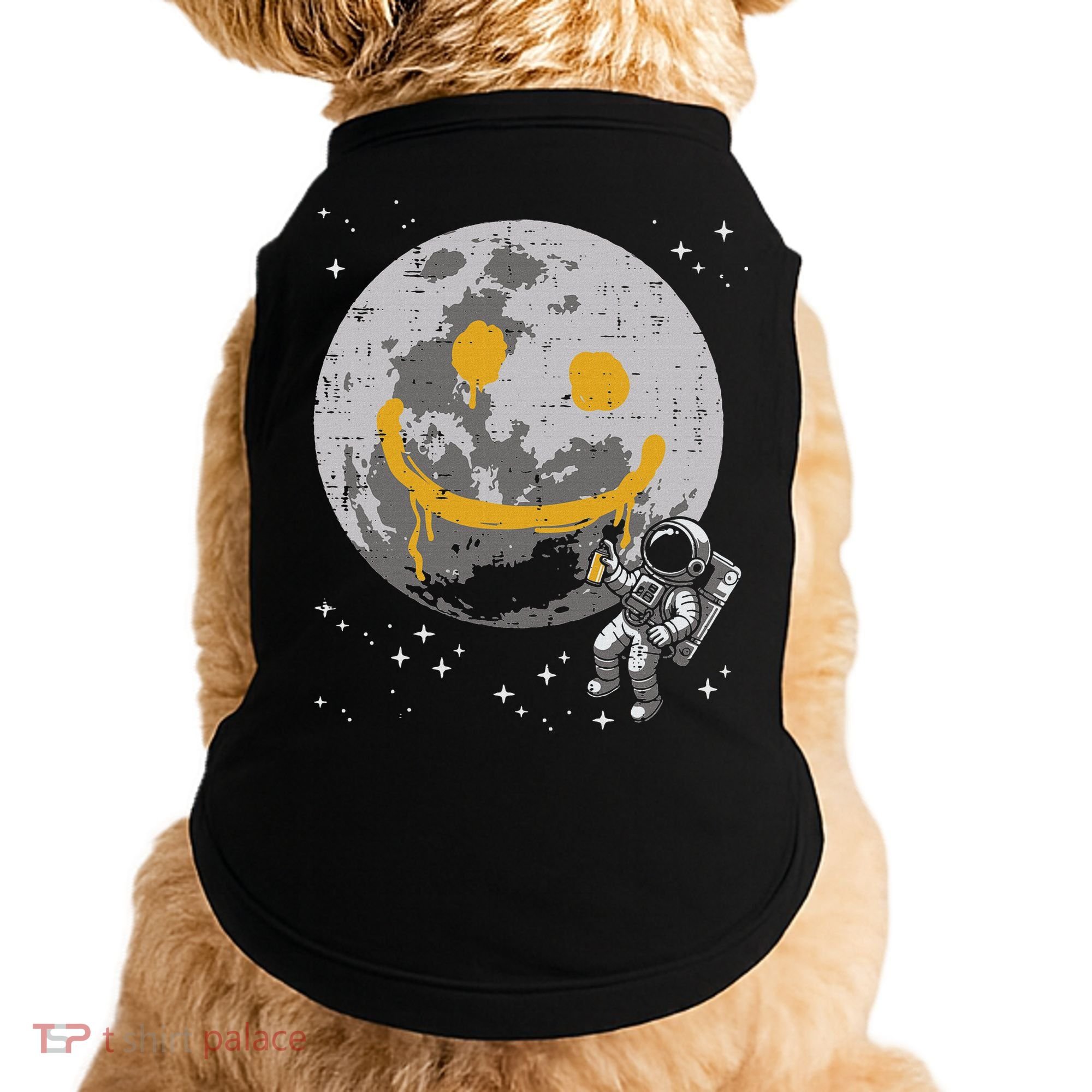 Astronaut Spray Paint Moon Smile Face Space Doggie Tank