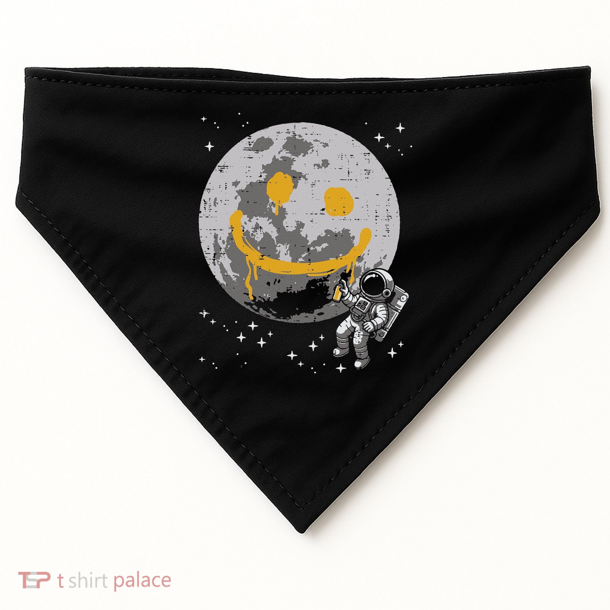 Astronaut Spray Paint Moon Smile Face Space USA-Made Doggie Bandana
