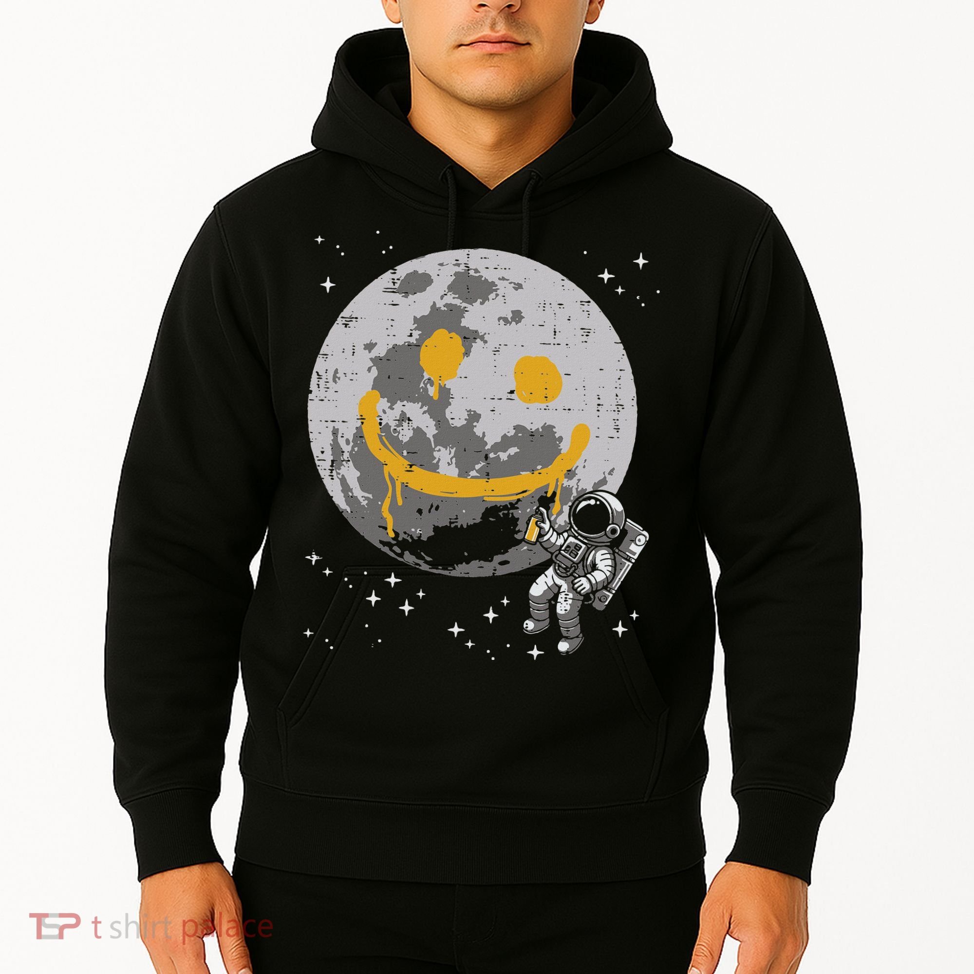 Astronaut Spray Paint Moon Smile Face Space Hoodie