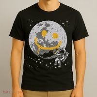 Astronaut Spray Paint Moon Smile Face Space T-Shirt thumb 3