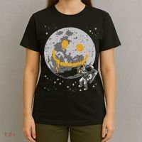 Astronaut Spray Paint Moon Smile Face Space T-Shirt thumb 4