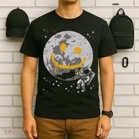 Astronaut Spray Paint Moon Smile Face Space T-Shirt thumb 6