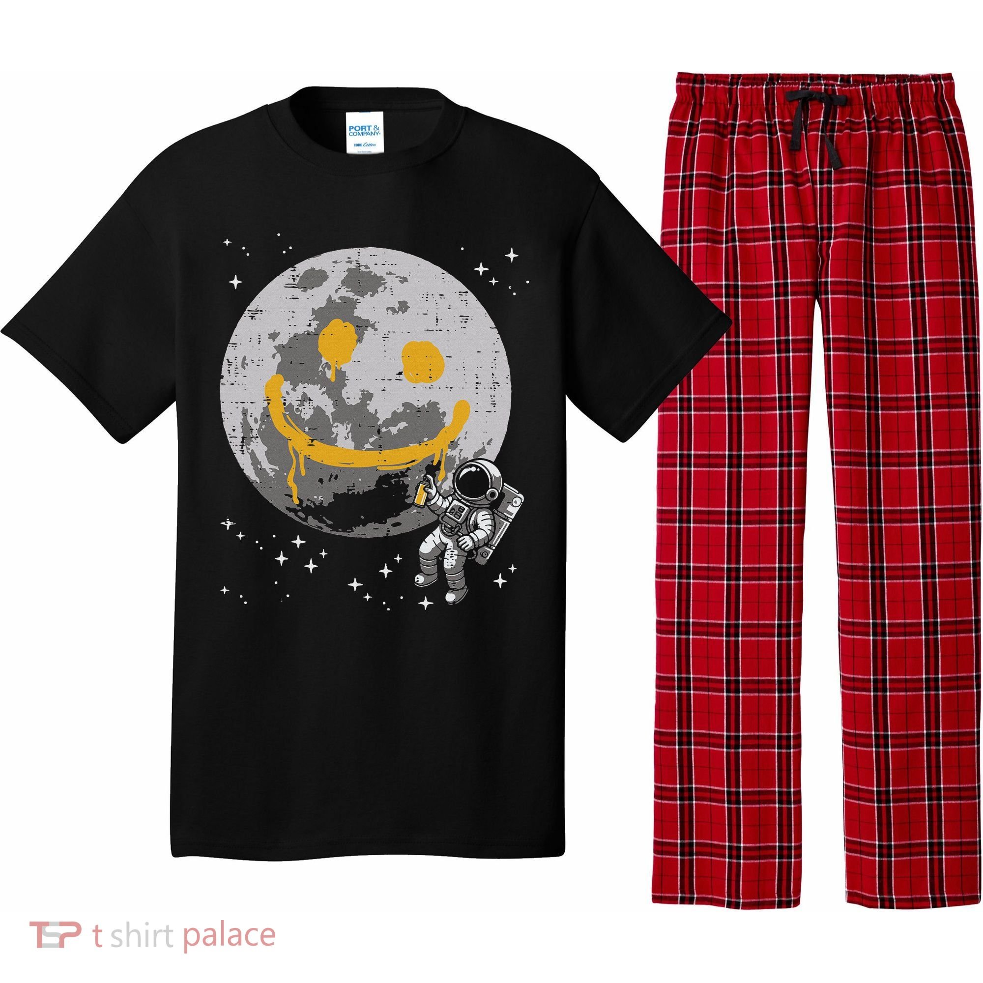 Astronaut Spray Paint Moon Smile Face Space Pajama Set