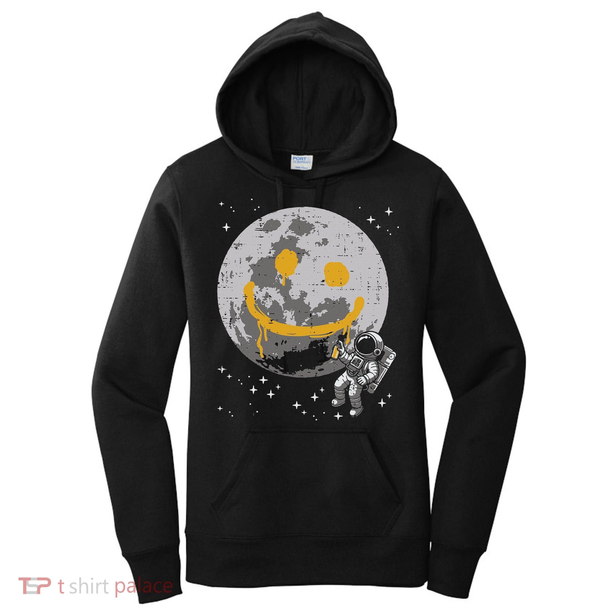 Astronaut Spray Paint Moon Smile Face Space Women's Hoodie