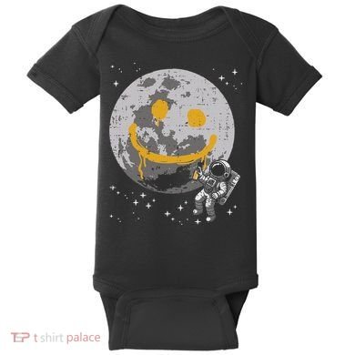 Astronaut Spray Paint Moon Smile Face Space Baby Bodysuit