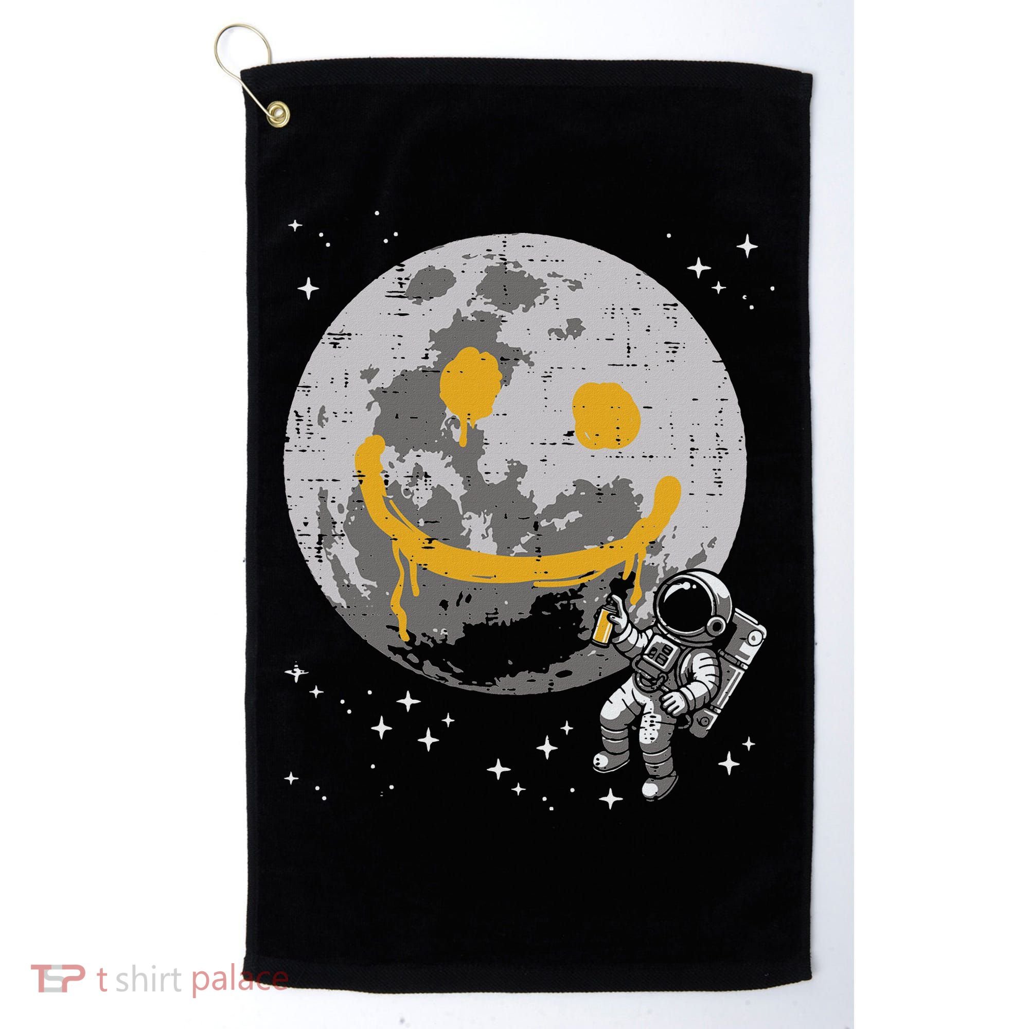 Astronaut Spray Paint Moon Smile Face Space Golf Towel