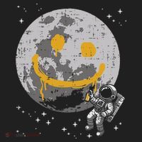 Astronaut Spray Paint Moon Smile Face Space Golf Towel thumb 3