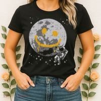 Astronaut Spray Paint Moon Smile Face Space Women's T-Shirt thumb 2