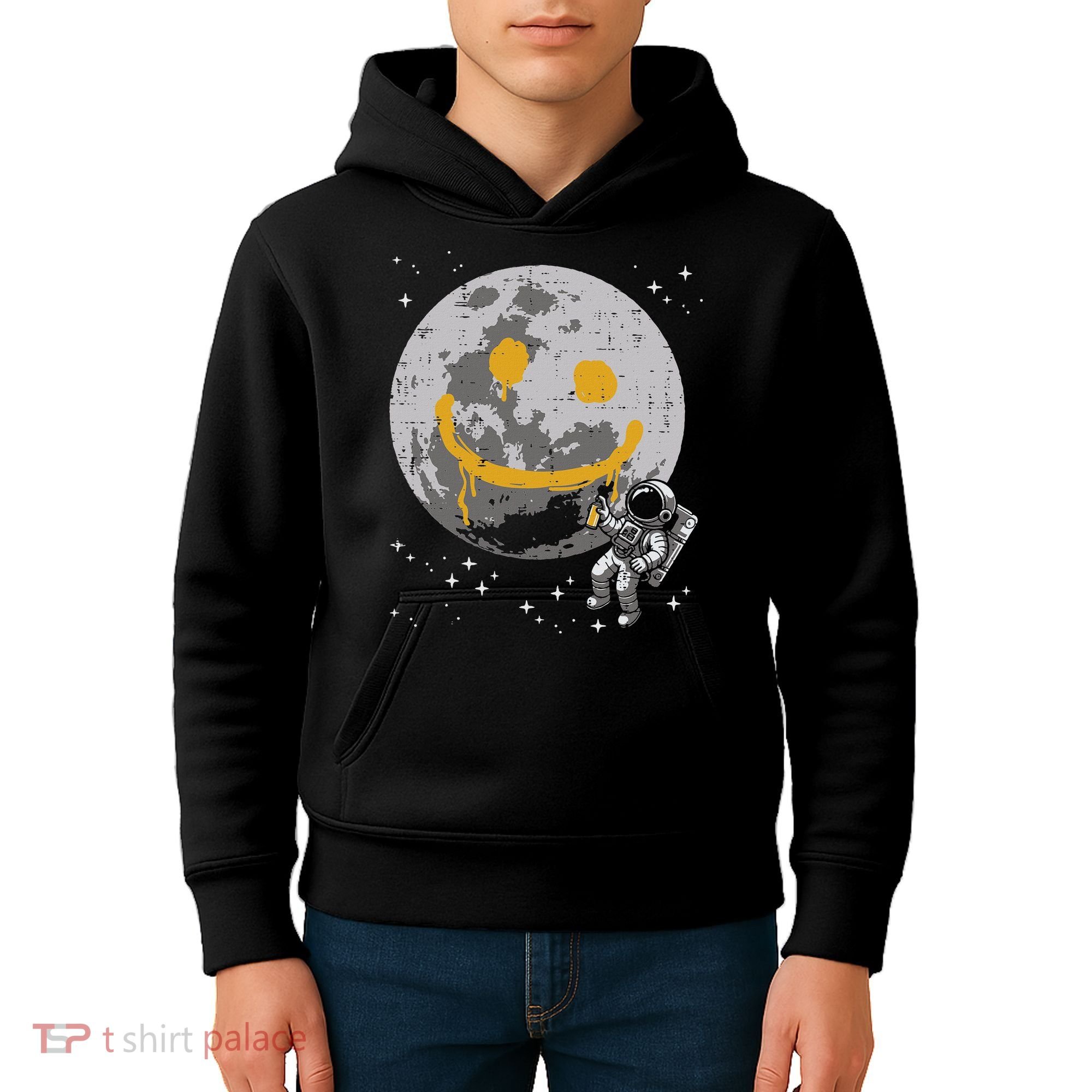 Astronaut Spray Paint Moon Smile Face Space Kids Hoodie