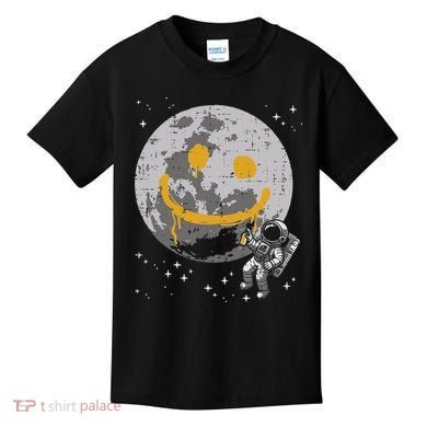 Astronaut Spray Paint Moon Smile Face Space Kids T-Shirt