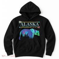 Alaska State Pride Alaska Northern Lights Alaskan Bear Hoodie thumb 0