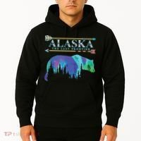 Alaska State Pride Alaska Northern Lights Alaskan Bear Hoodie thumb 2