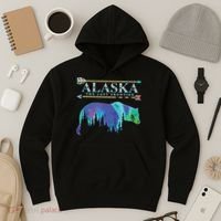 Alaska State Pride Alaska Northern Lights Alaskan Bear Hoodie thumb 3
