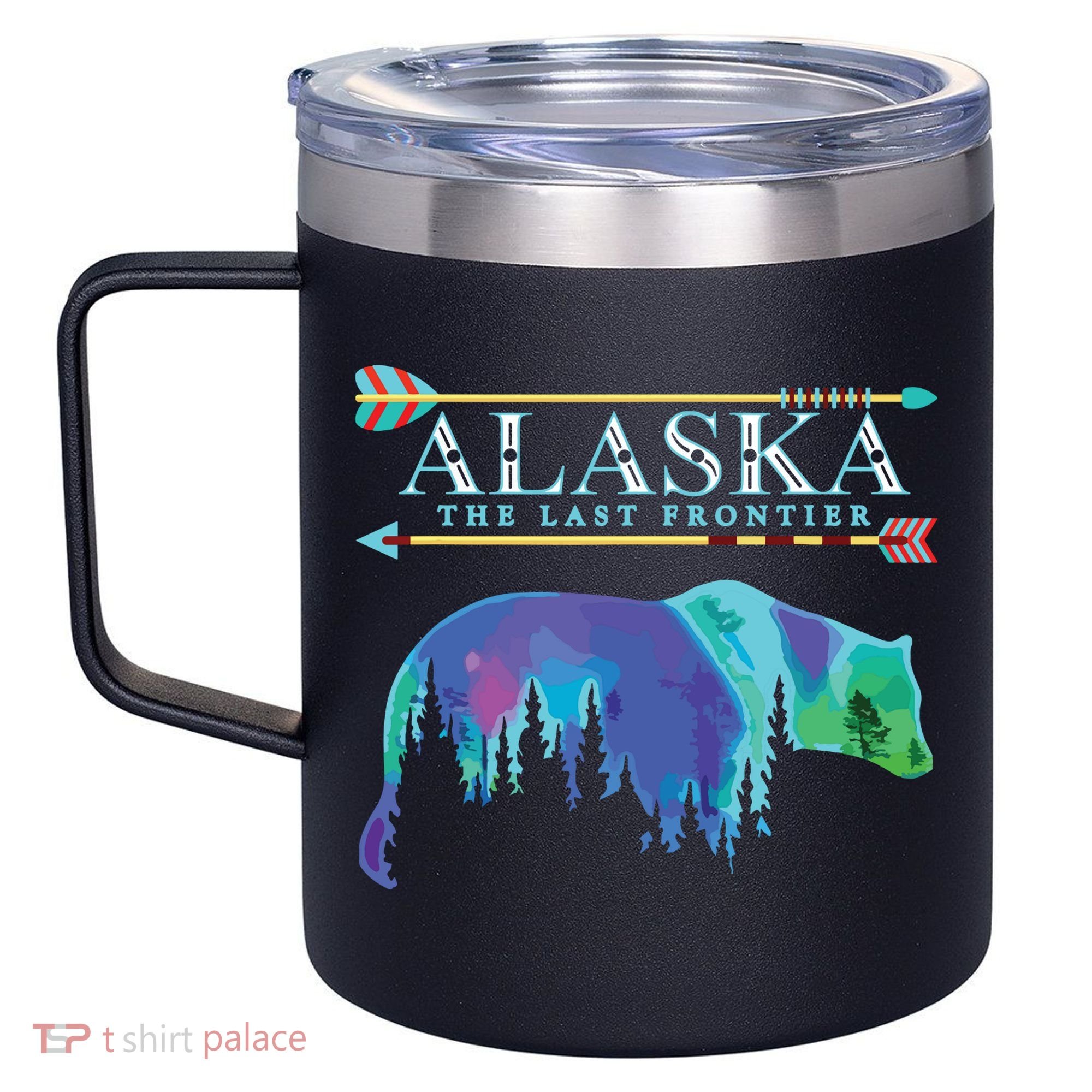 Alaska State Pride Alaska Northern Lights Alaskan Bear 12oz Stainless Steel Coffee Mug