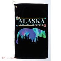 Alaska State Pride Alaska Northern Lights Alaskan Bear Golf Towel thumb 0
