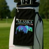 Alaska State Pride Alaska Northern Lights Alaskan Bear Golf Towel thumb 2