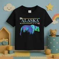 Alaska State Pride Alaska Northern Lights Alaskan Bear Toddler T-Shirt thumb 3