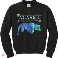 Alaska State Pride Alaska Northern Lights Alaskan Bear Kids Sweatshirt thumb 0