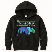 Alaska State Pride Alaska Northern Lights Alaskan Bear Kids Hoodie thumb 0