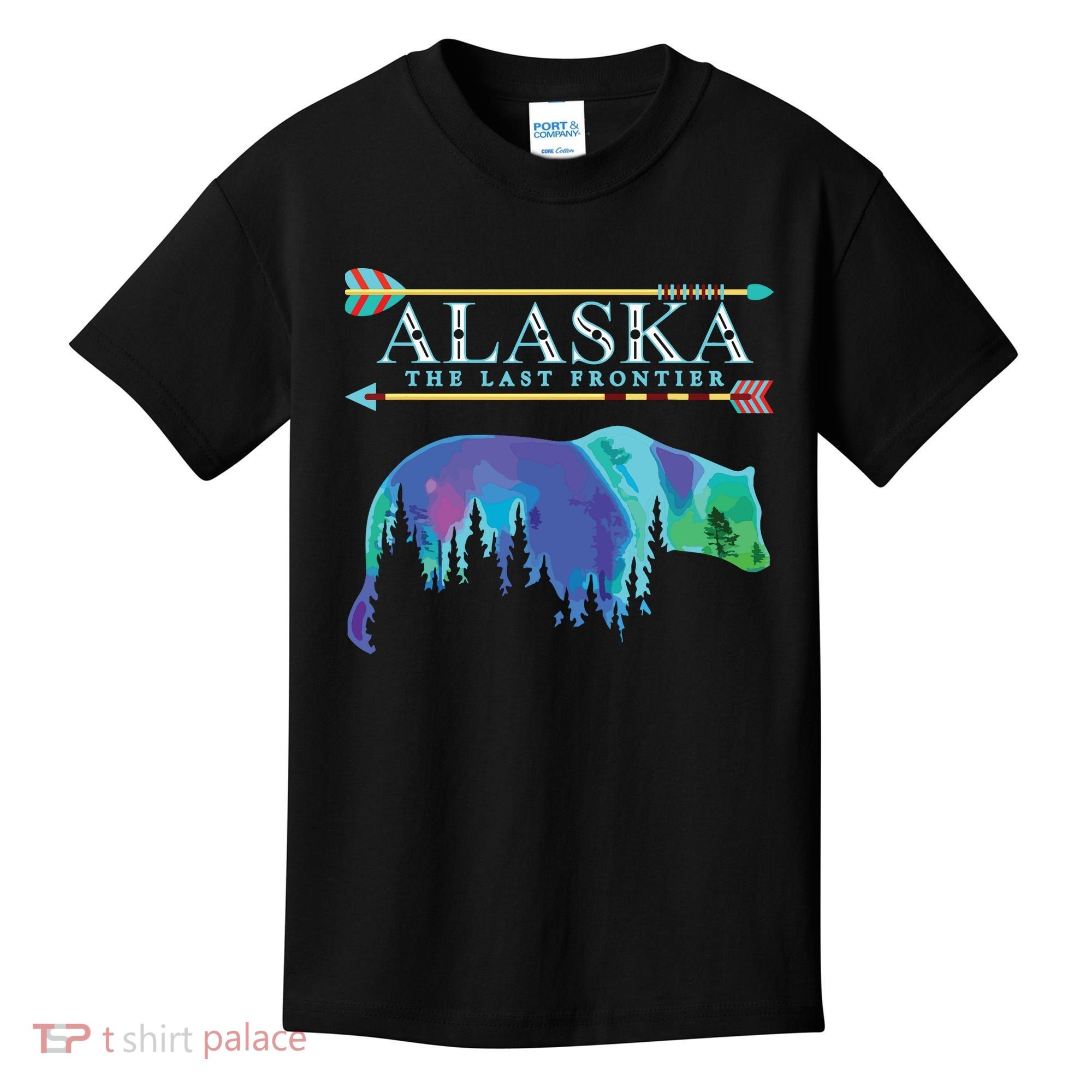 Alaska State Pride Alaska Northern Lights Alaskan Bear Kids T-Shirt