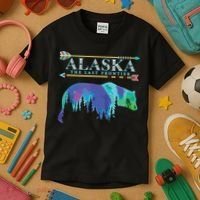 Alaska State Pride Alaska Northern Lights Alaskan Bear Kids T-Shirt thumb 3
