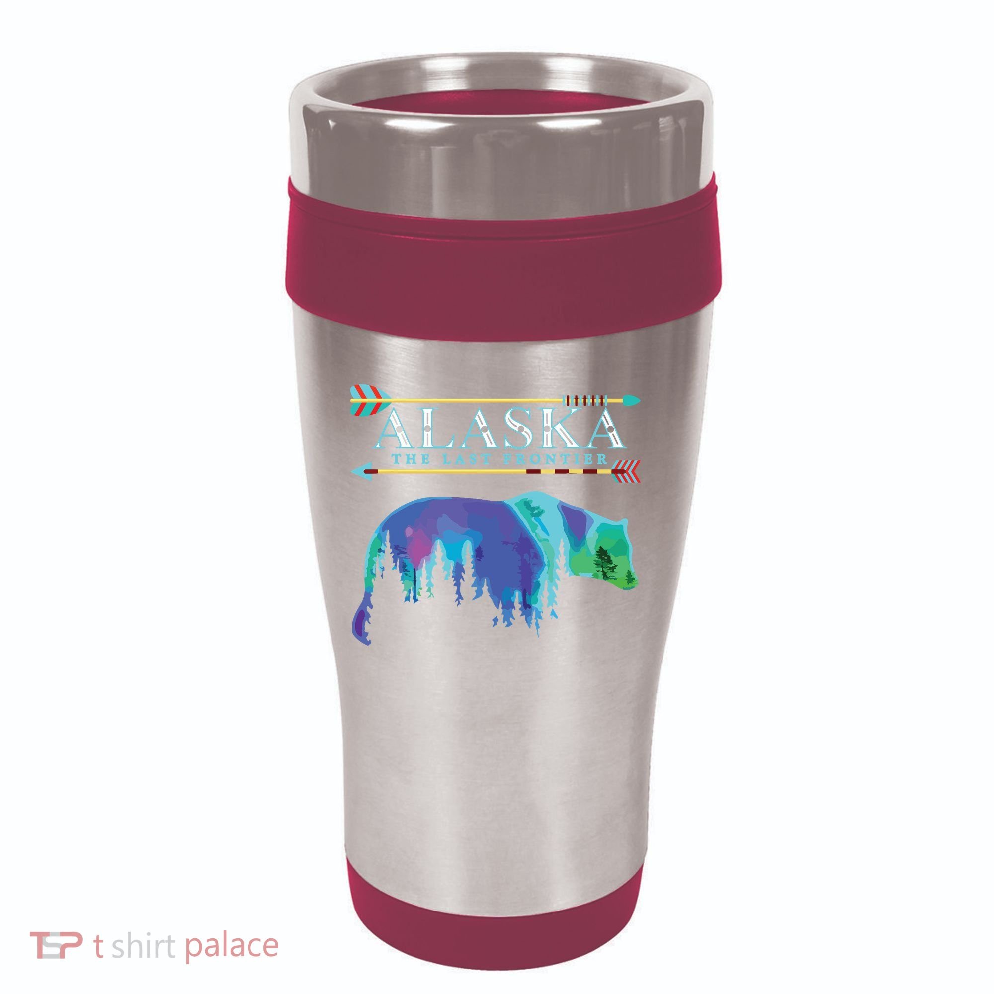 Alaska State Pride Alaska Northern Lights Alaskan Bear 16oz Travel Tumbler