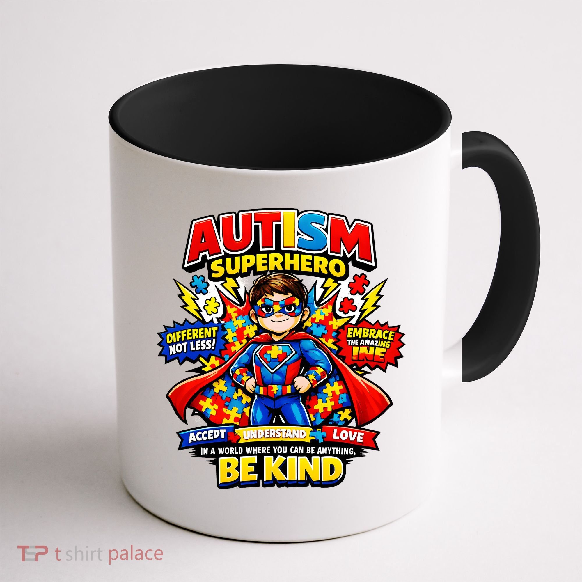 Autism Superhero Quotes Puzzle Pieces Coffee Mug