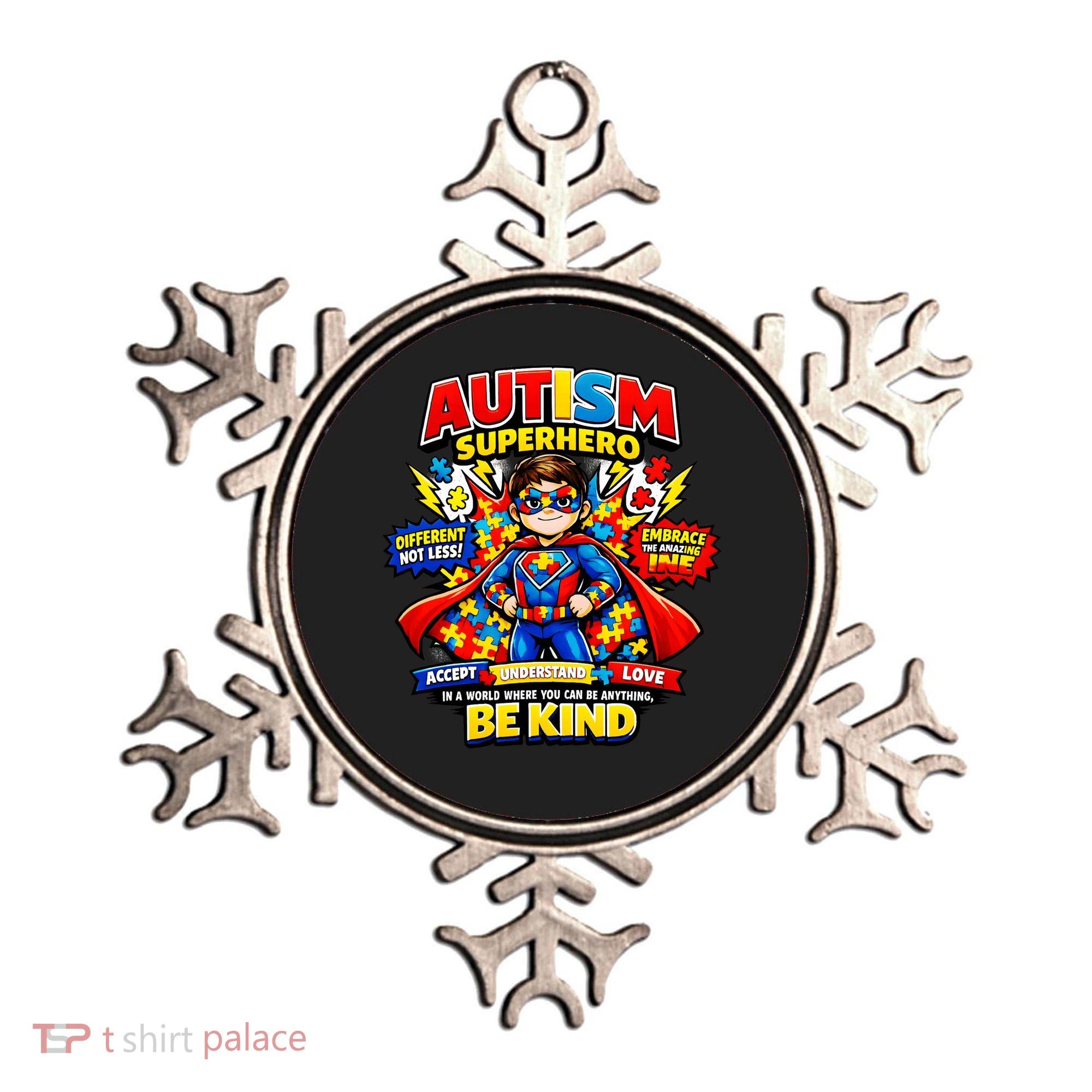 Autism Superhero Quotes Puzzle Pieces Ornament