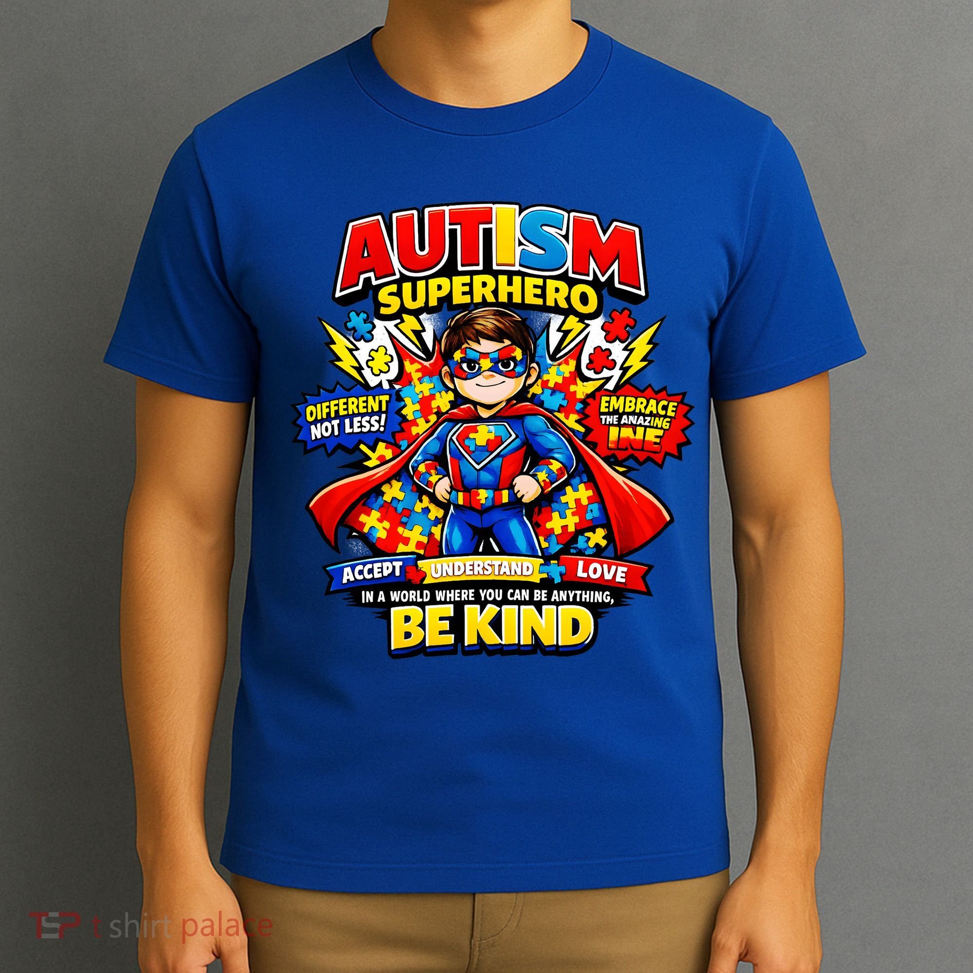 Autism Superhero Quotes Puzzle Pieces T-Shirt