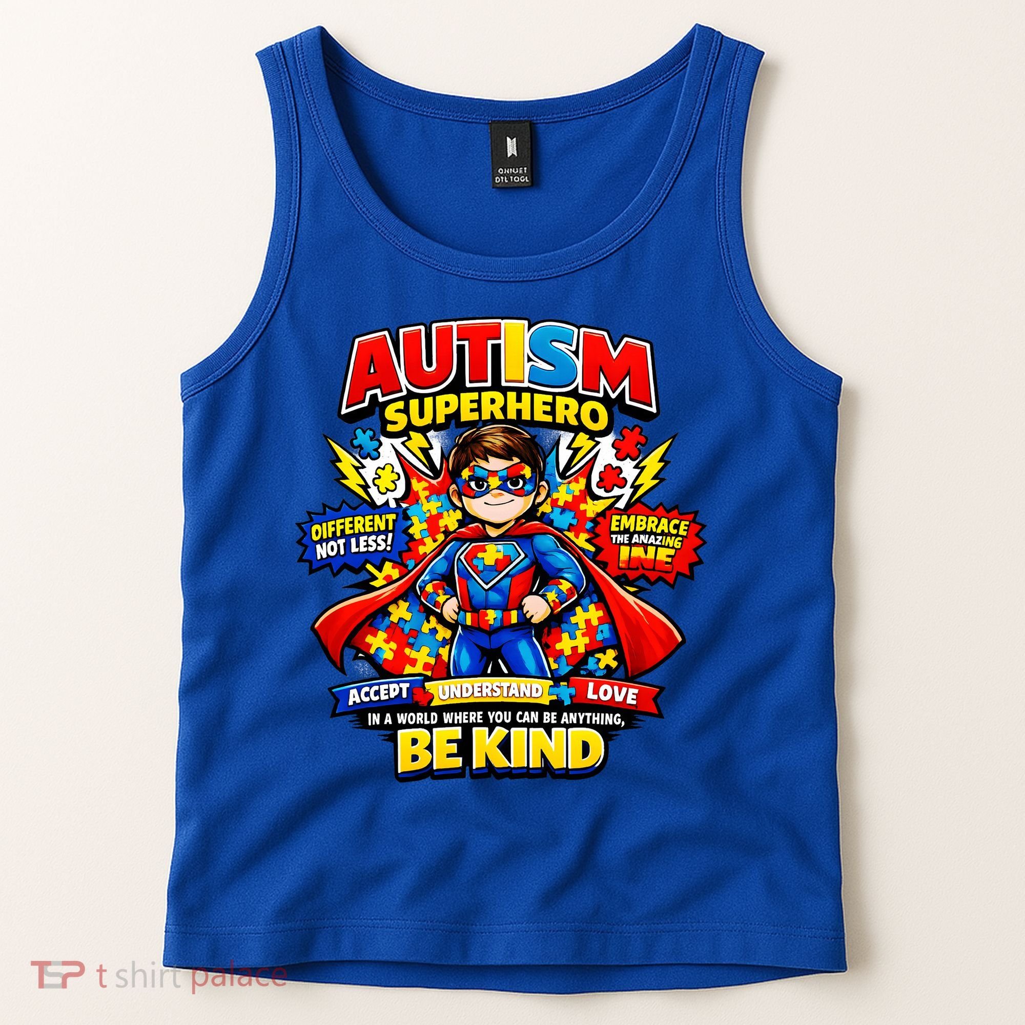 Autism Superhero Quotes Puzzle Pieces Tank Top