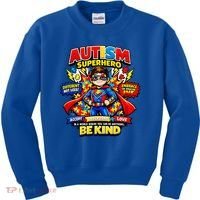 Autism Superhero Quotes Puzzle Pieces Kids Sweatshirt thumb 0
