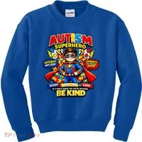 Autism Superhero Quotes Puzzle Pieces Kids Sweatshirt thumb 0