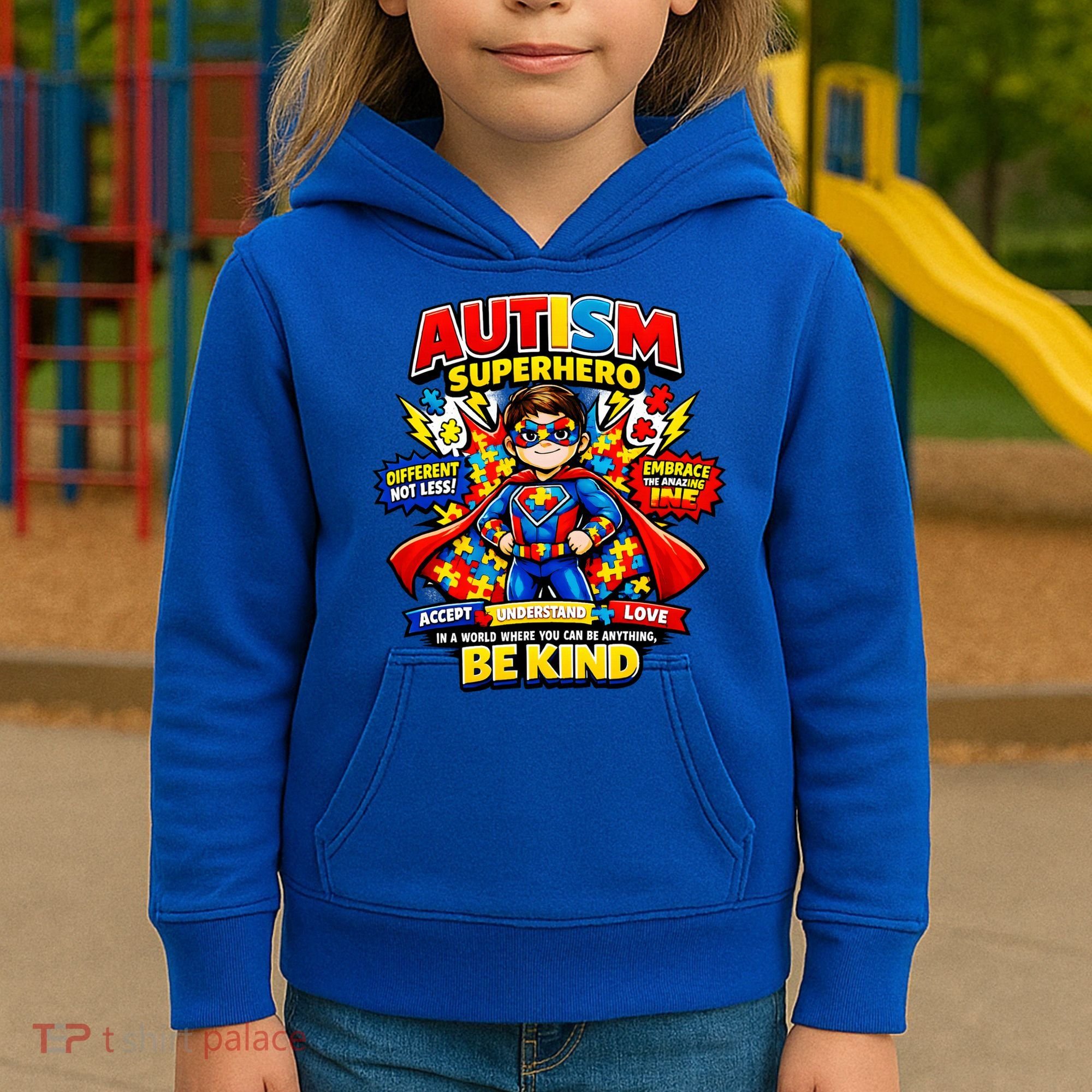 Autism Superhero Quotes Puzzle Pieces Kids Hoodie