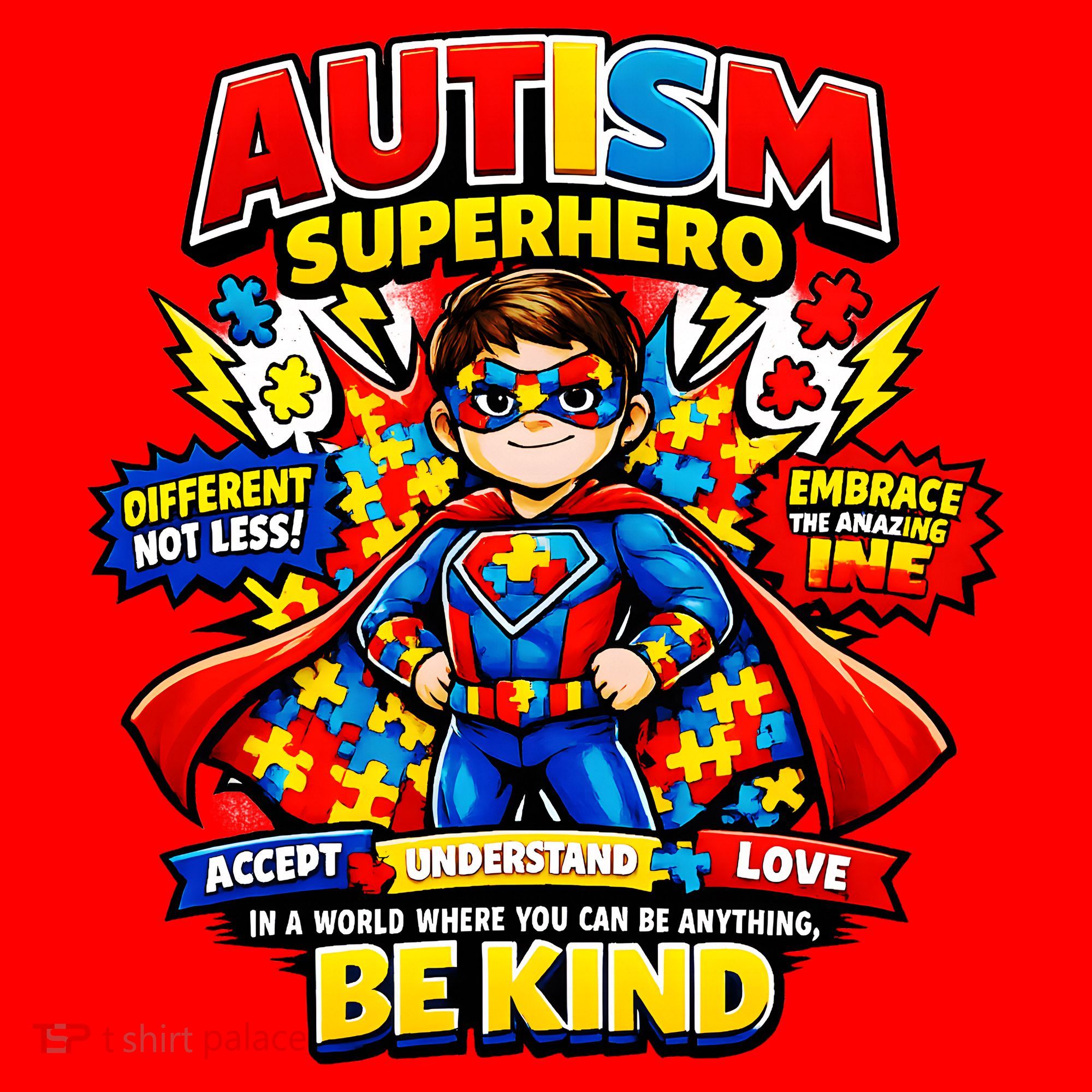 Autism Superhero Quotes Puzzle Pieces Santa Hat