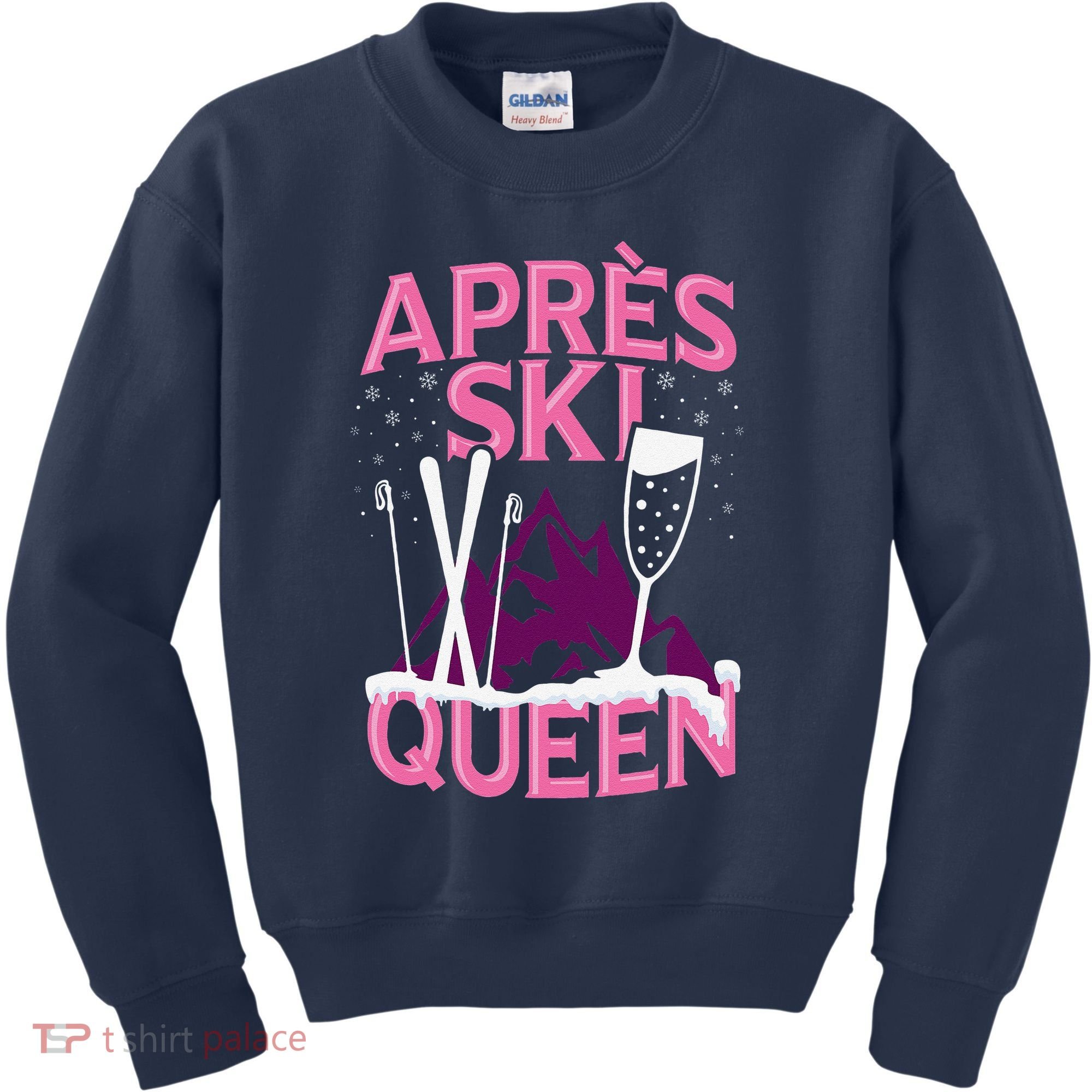 Apres Ski Queen Skiing Winter Sports Funny Party Kids Sweatshirt