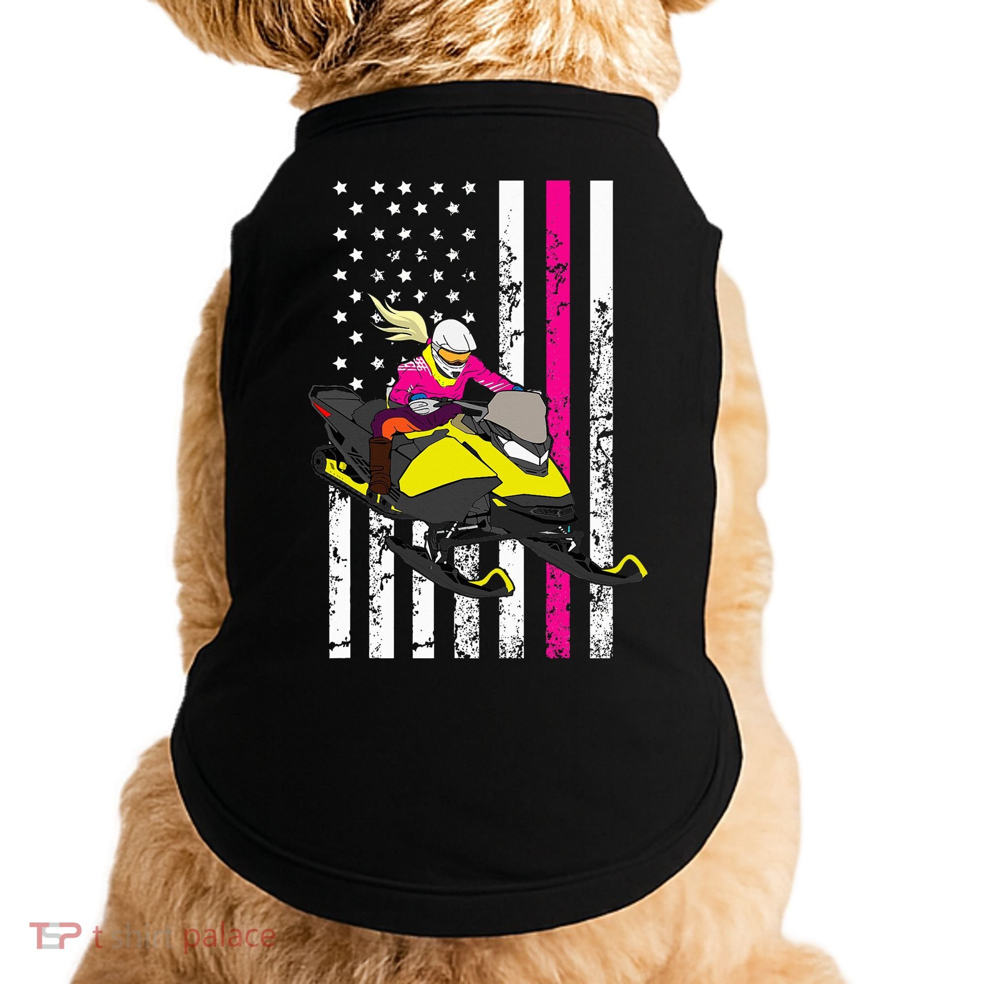 American Snowmobile Rider American Flag Snowmobile Doggie Tank