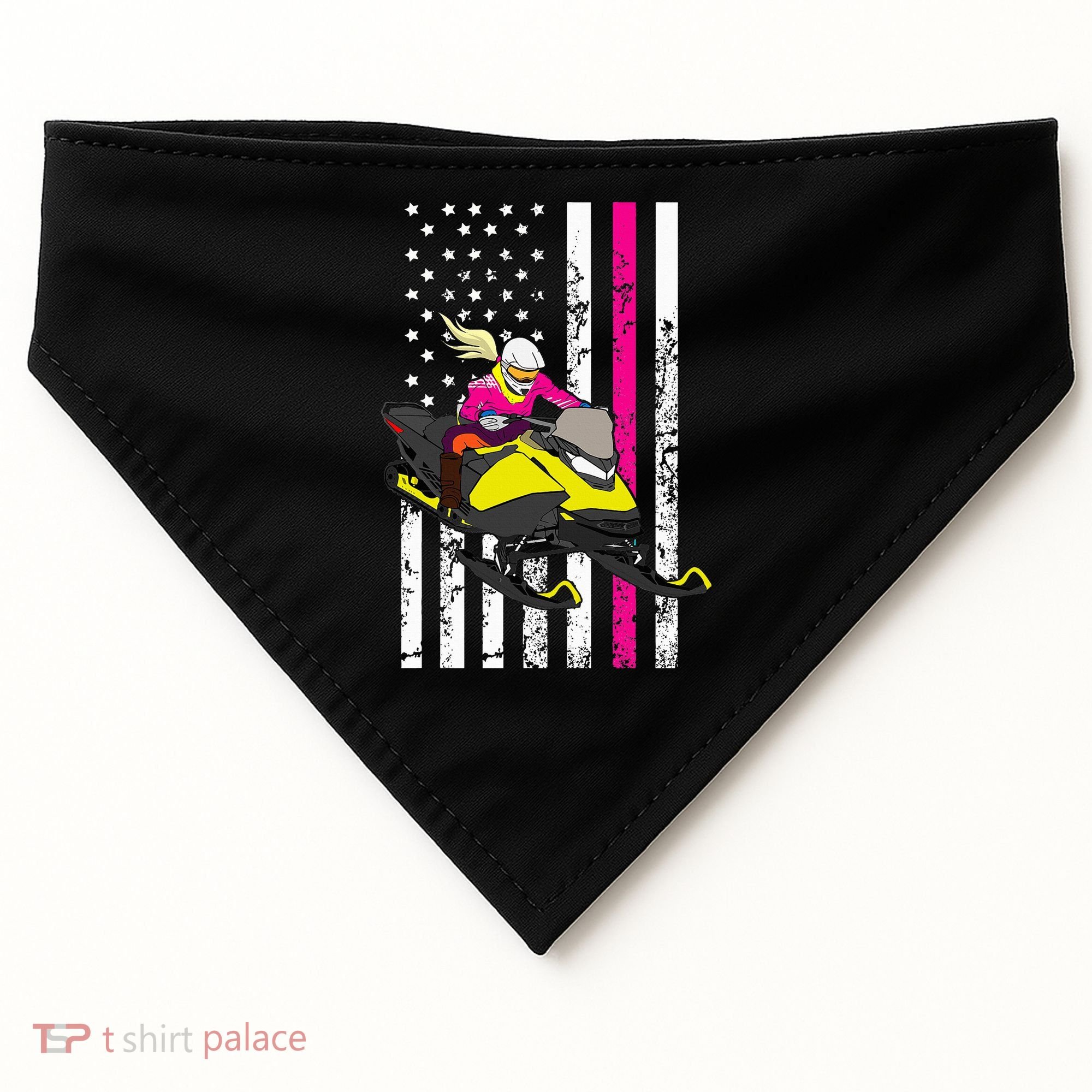 American Snowmobile Rider American Flag Snowmobile USA-Made Doggie Bandana