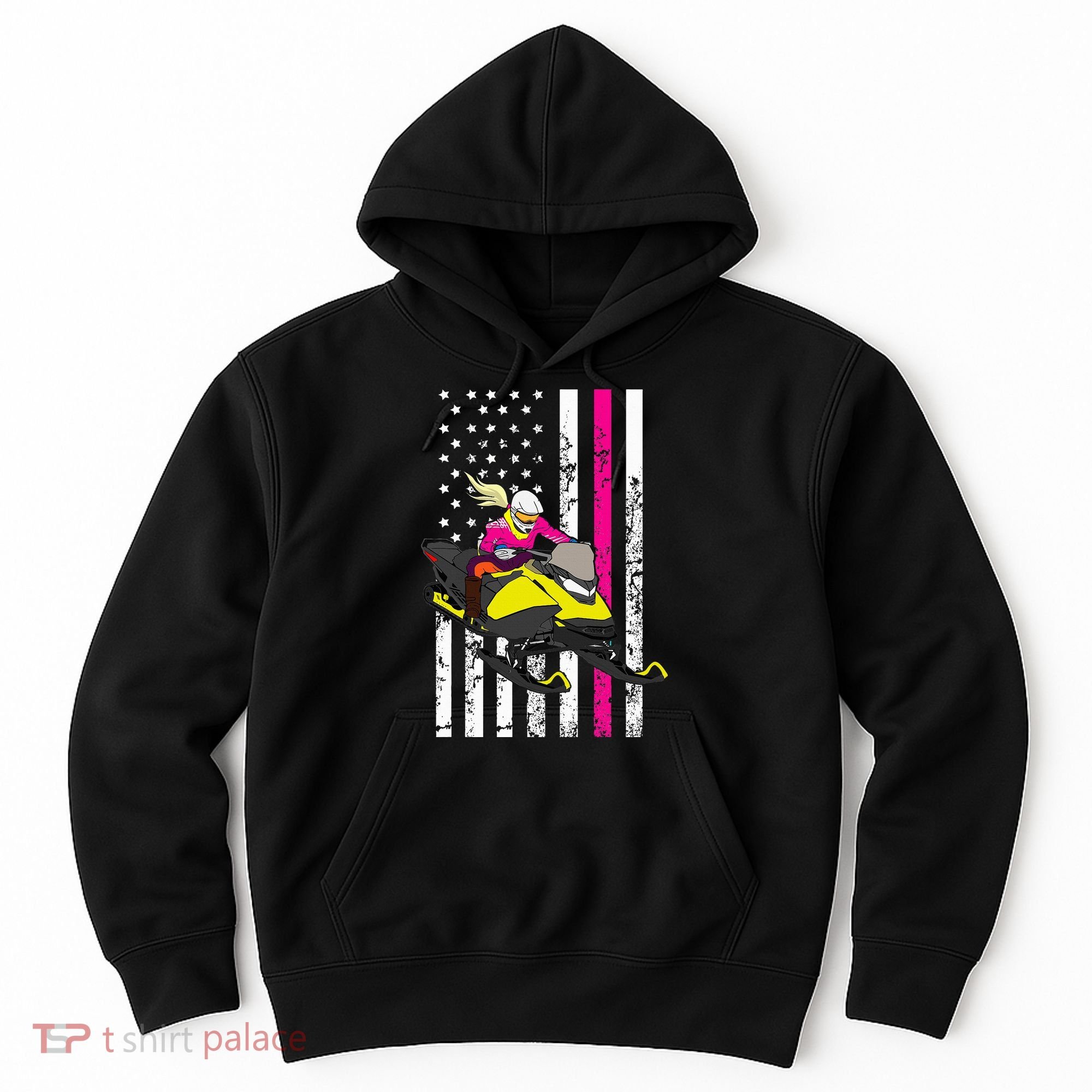 American Snowmobile Rider American Flag Snowmobile Hoodie