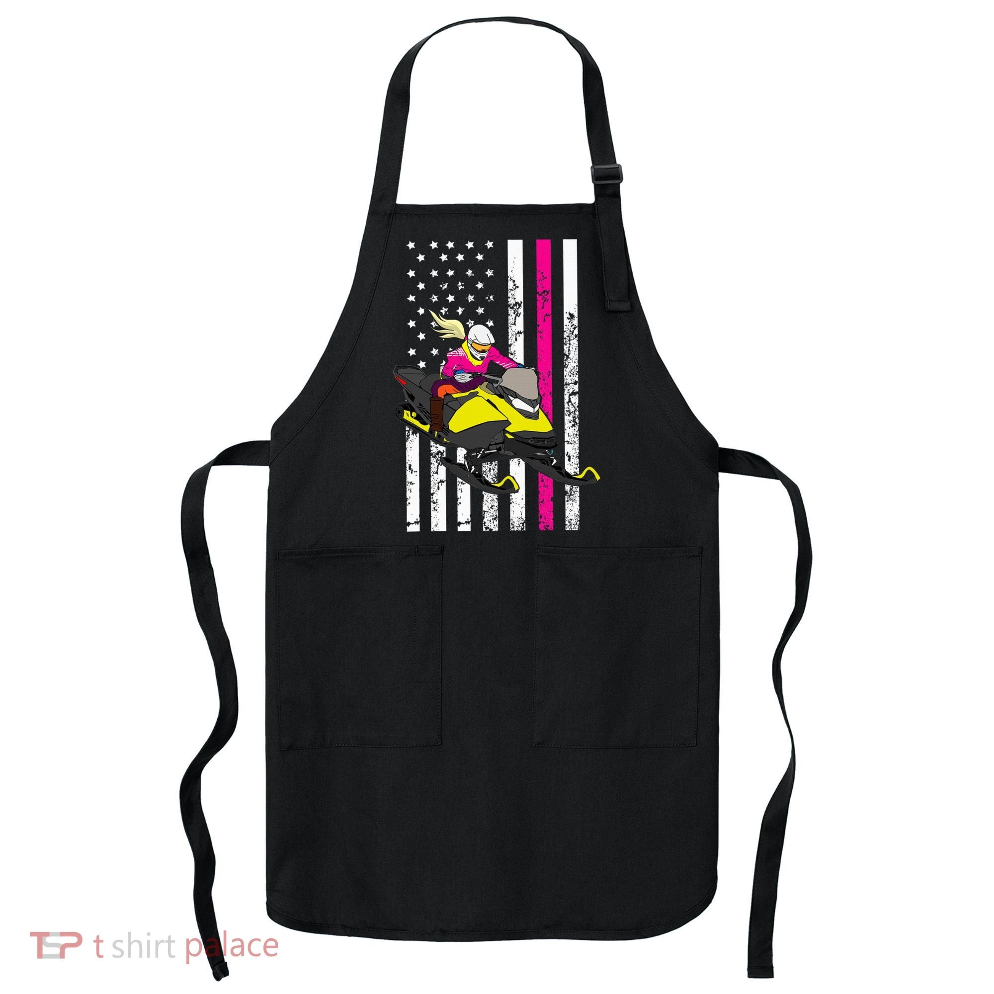 American Snowmobile Rider American Flag Snowmobile Apron