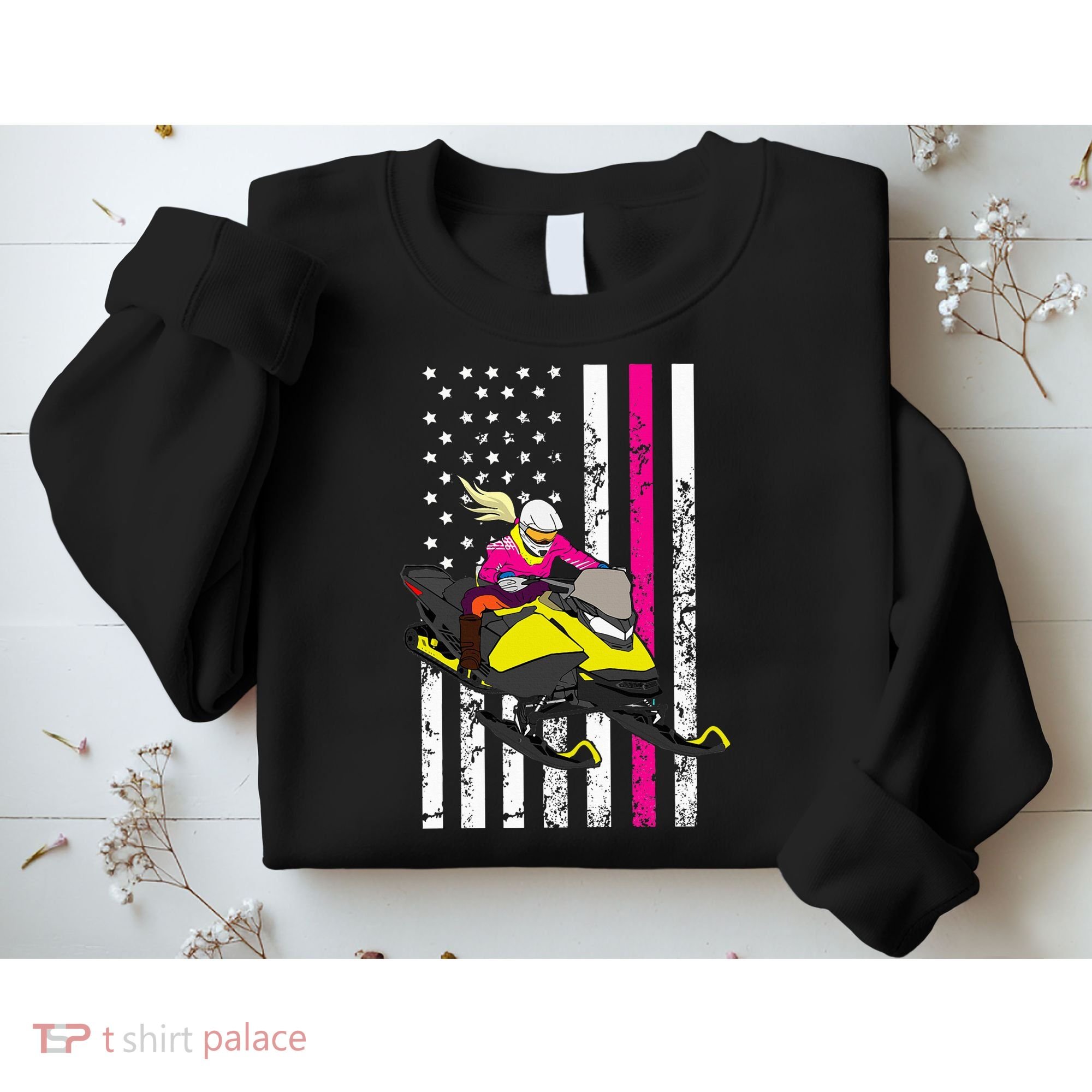 American Snowmobile Rider American Flag Snowmobile Sweatshirt