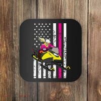 American Snowmobile Rider American Flag Snowmobile Coaster thumb 0