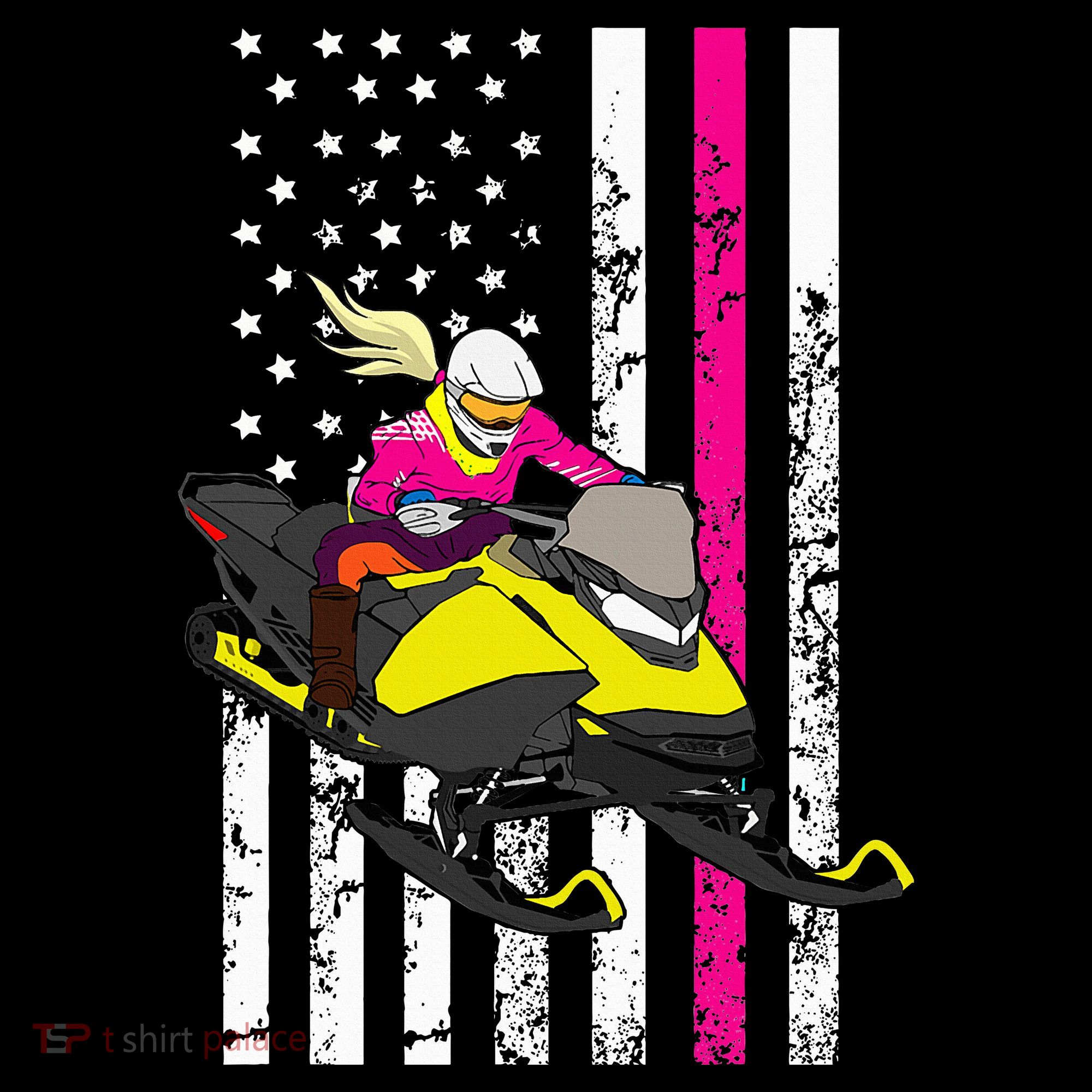 American Snowmobile Rider American Flag Snowmobile Women's Hoodie