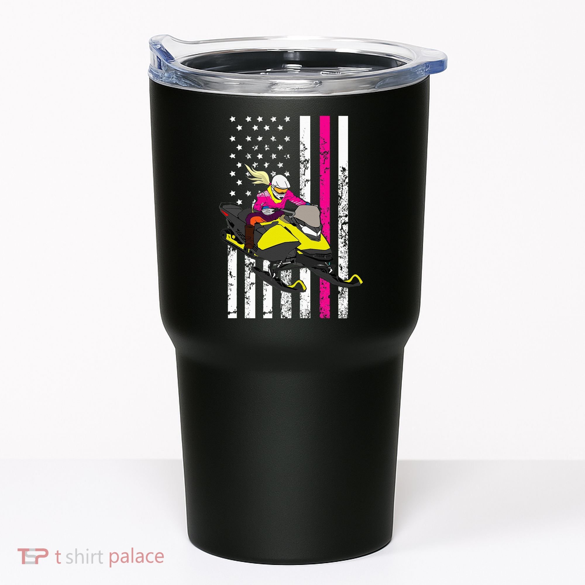 American Snowmobile Rider American Flag Snowmobile Tumbler