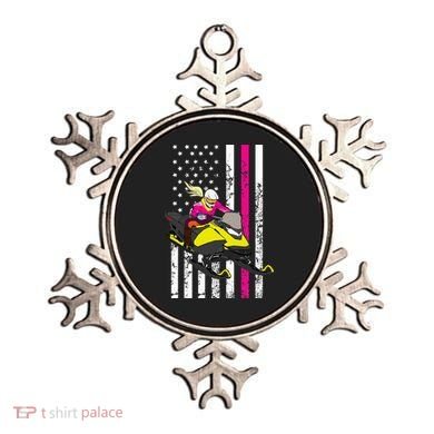 American Snowmobile Rider American Flag Snowmobile Ornament
