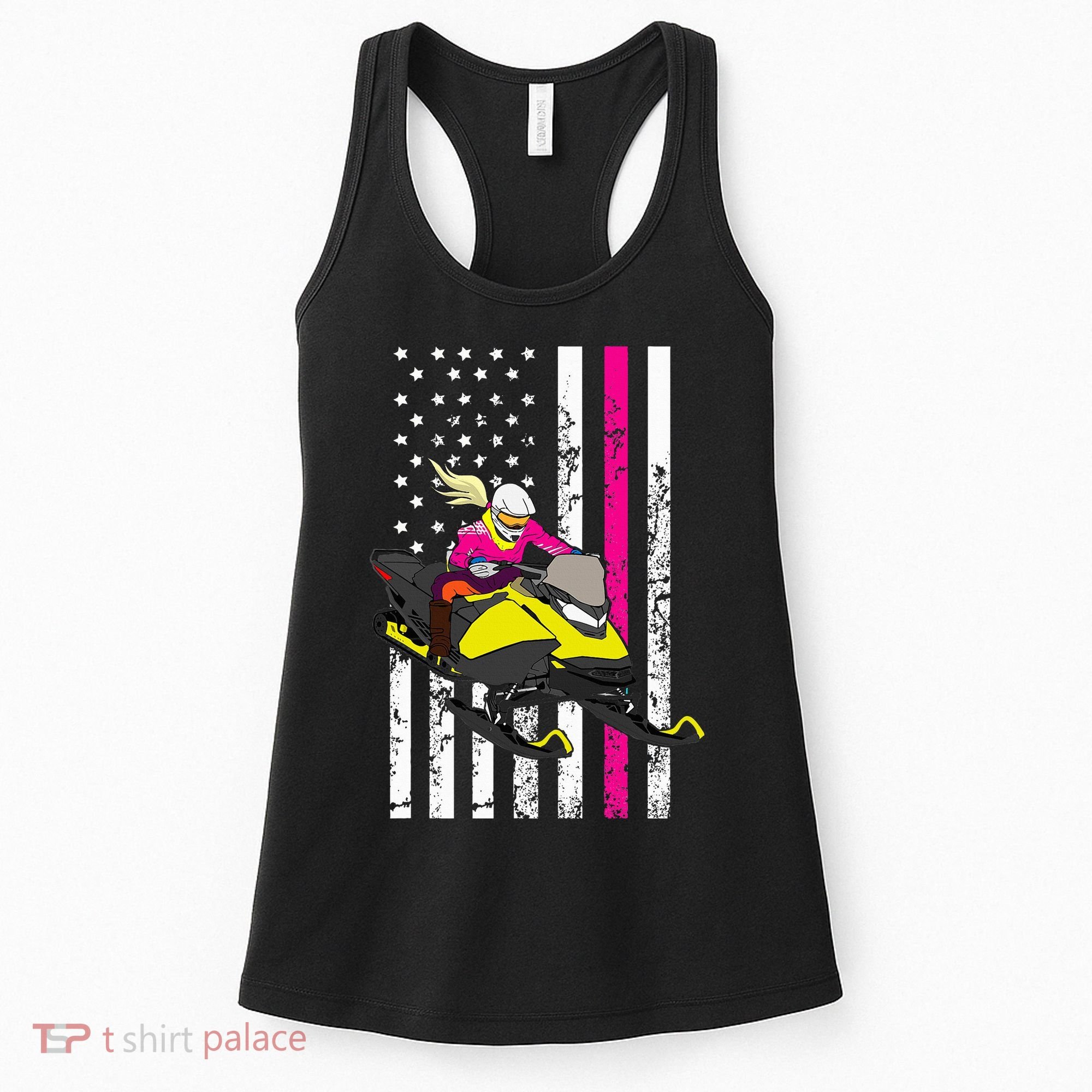 American Snowmobile Rider American Flag Snowmobile Women's Tank Top