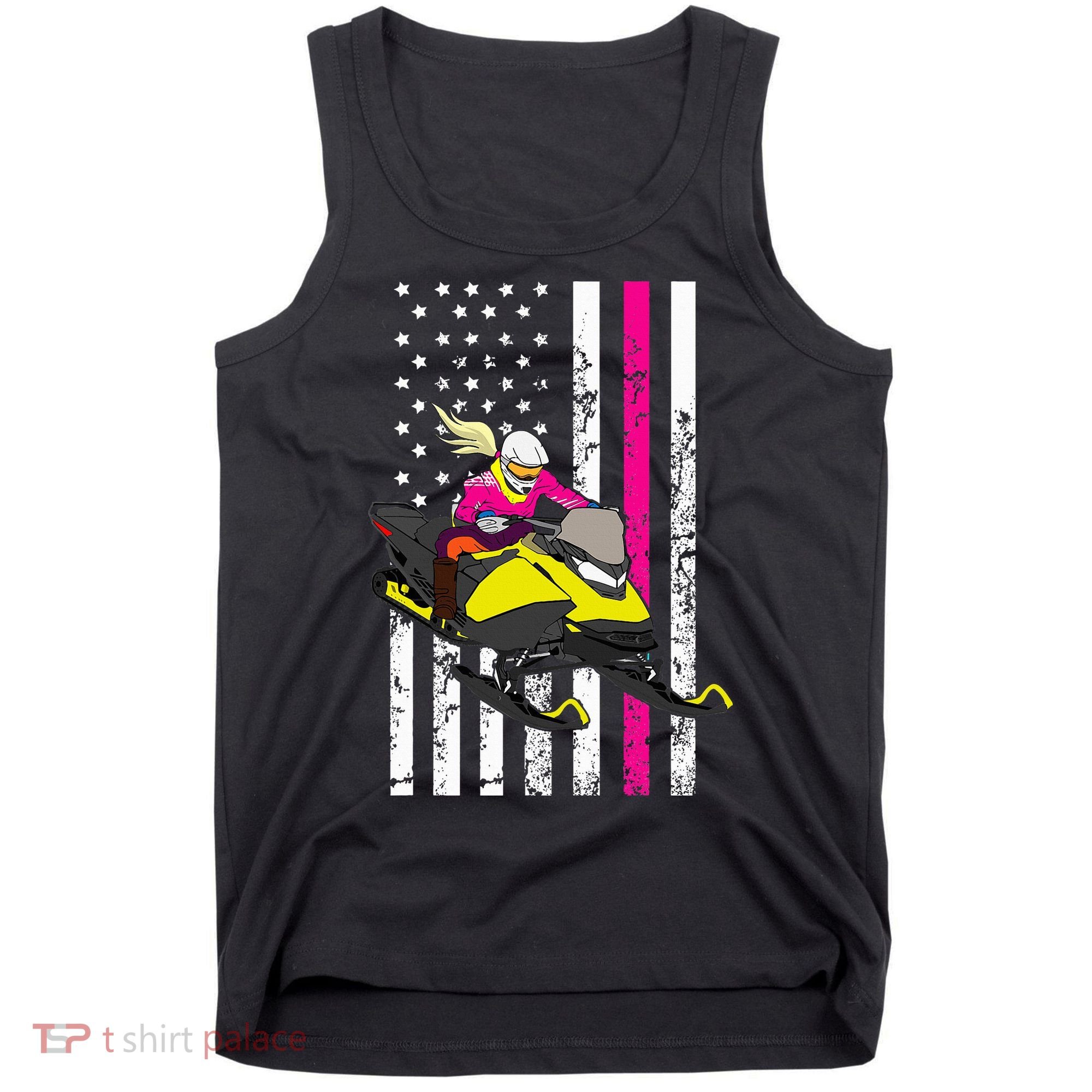 American Snowmobile Rider American Flag Snowmobile Tank Top