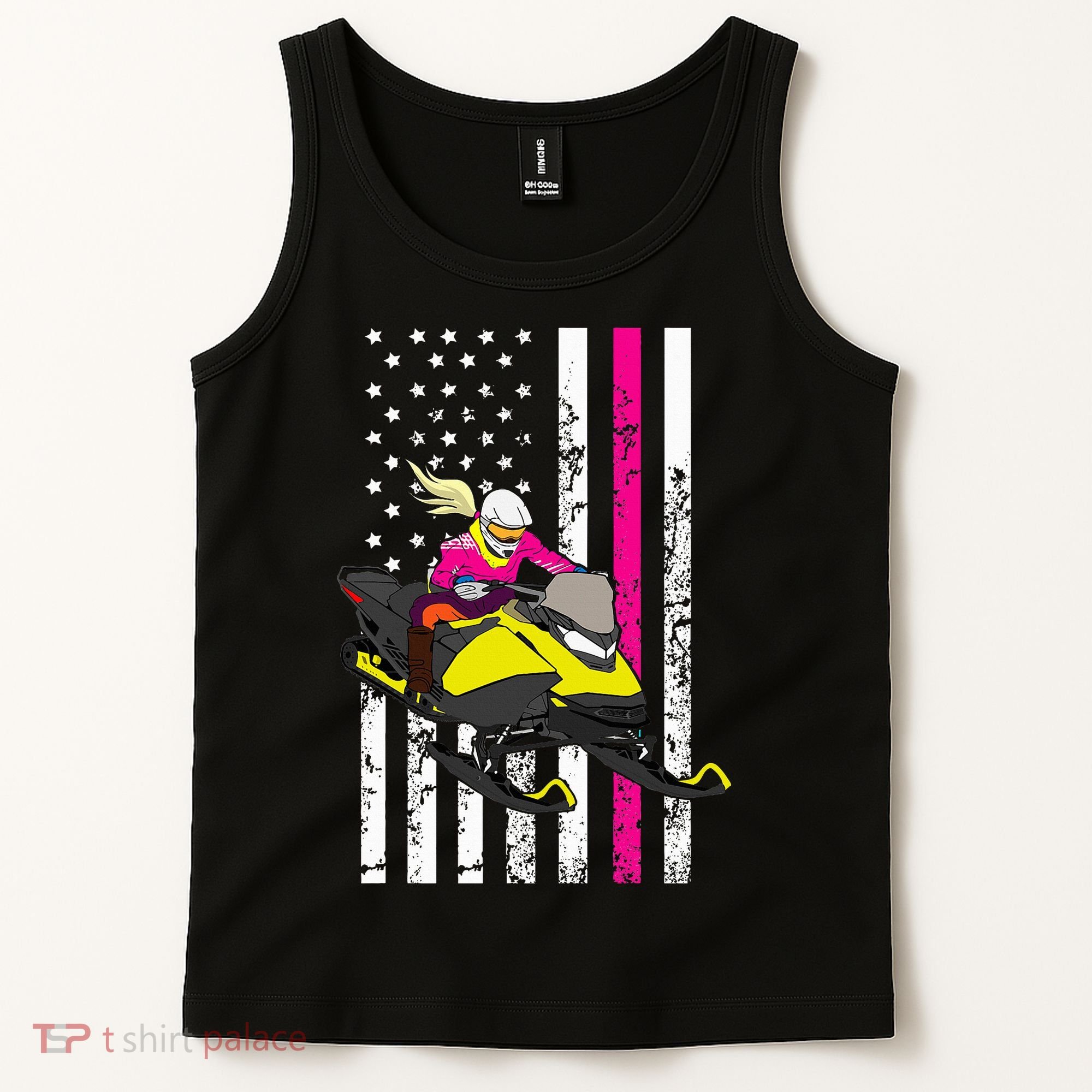 American Snowmobile Rider American Flag Snowmobile Tank Top