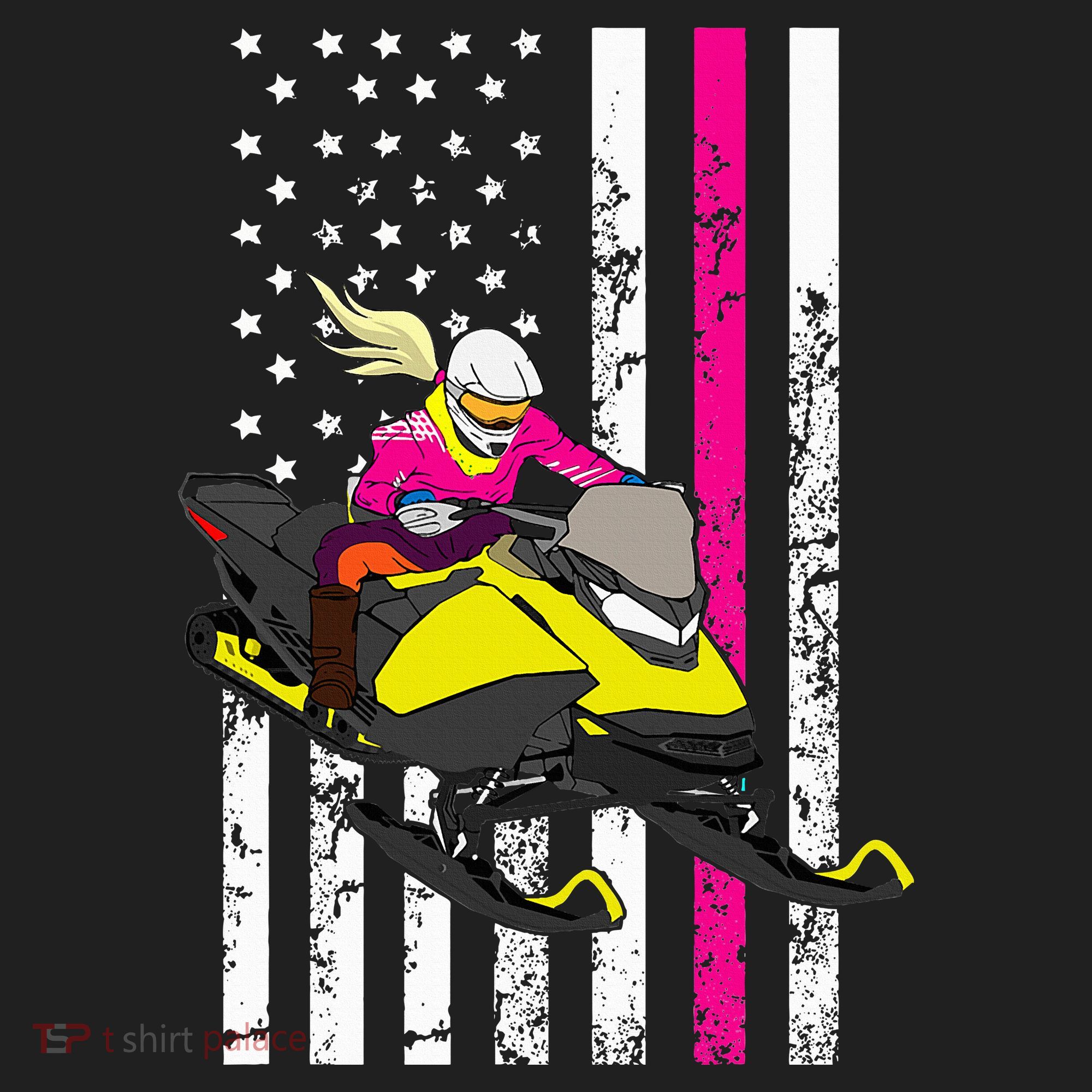 American Snowmobile Rider American Flag Snowmobile Golf Towel