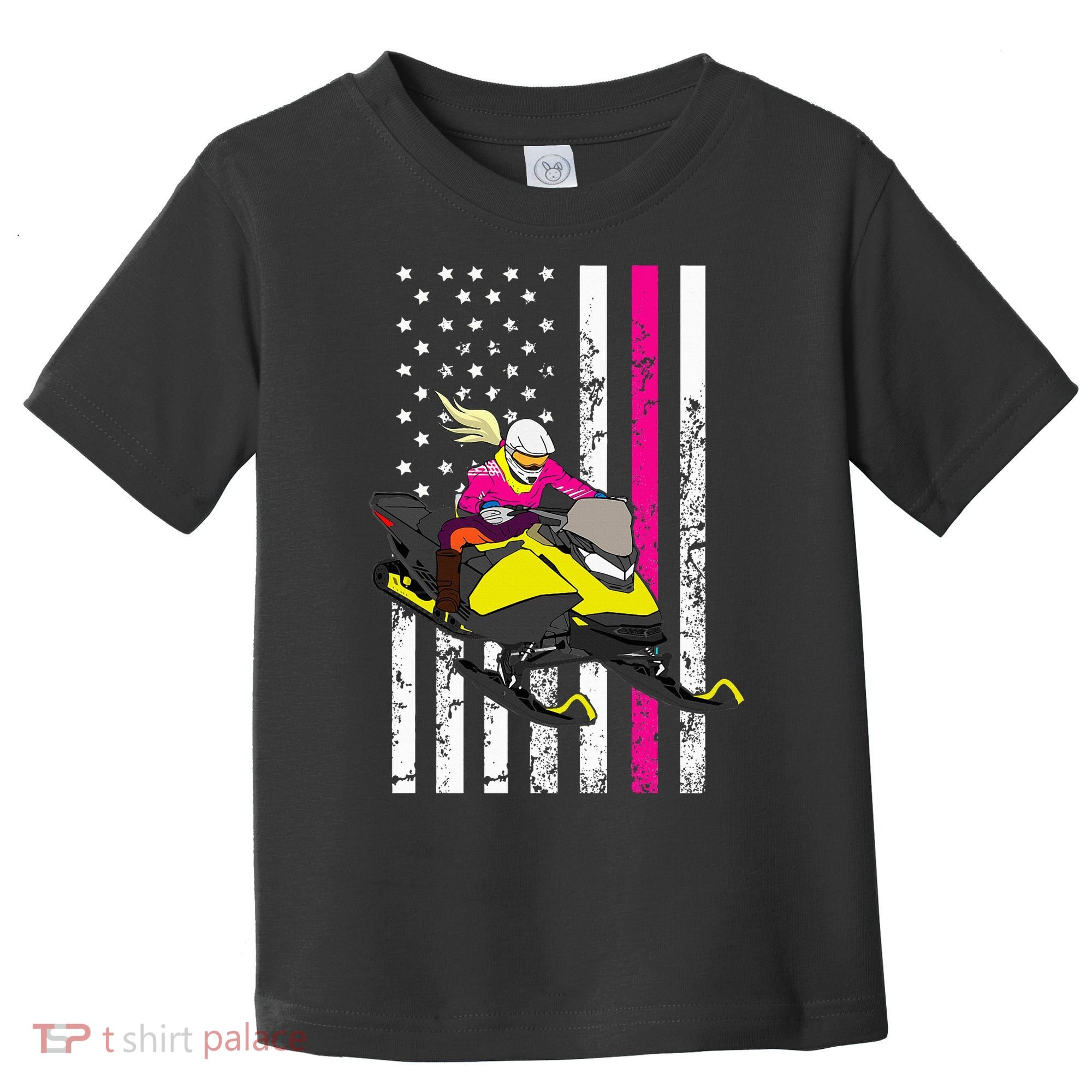 American Snowmobile Rider American Flag Snowmobile Toddler T-Shirt